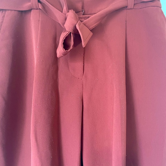 Burnt Orange High-Waist Trousers with Tie Waist - Picture 2 of 4